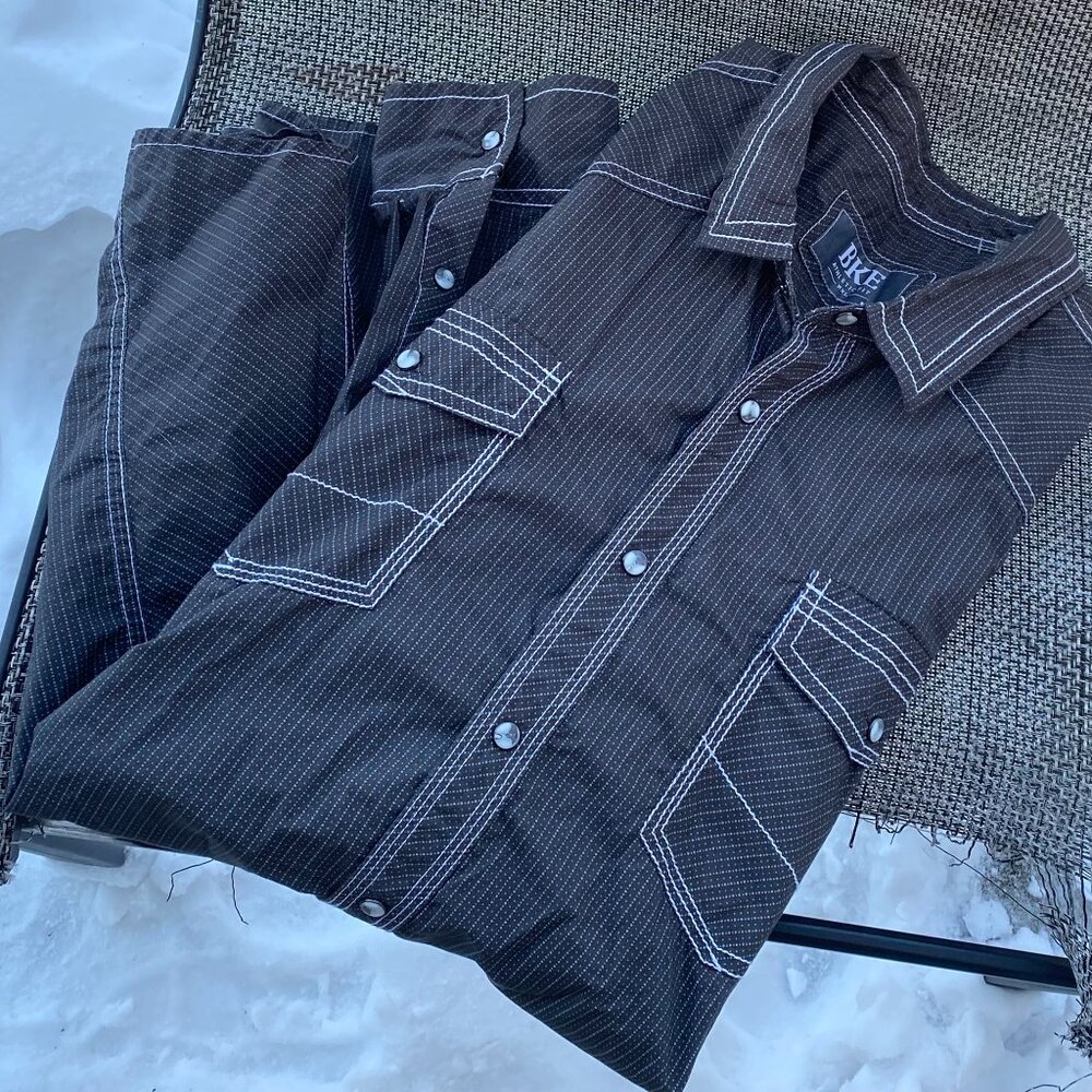 ~Men's BKE Athletic Fit Long Sleeve Graphite Shirt~XXL~NEW!~RARE!~